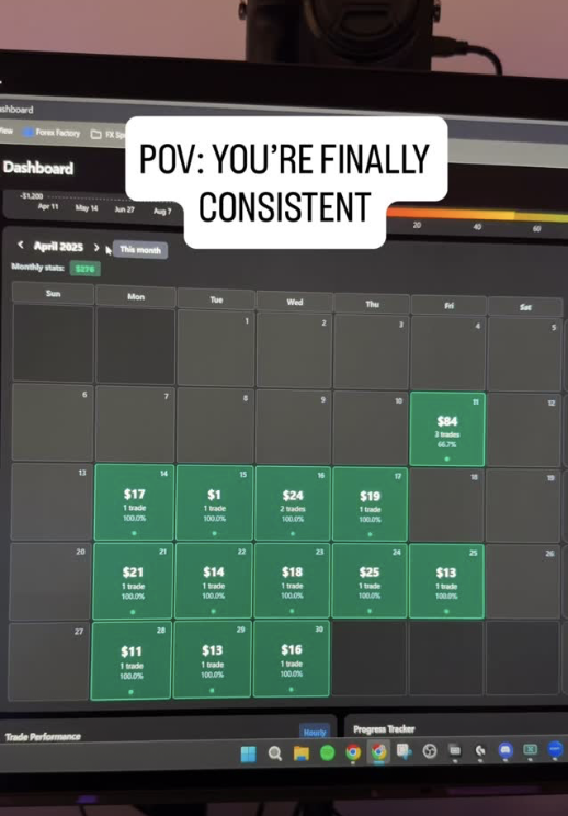 "POV: you're finally consistent" trading dashboard post