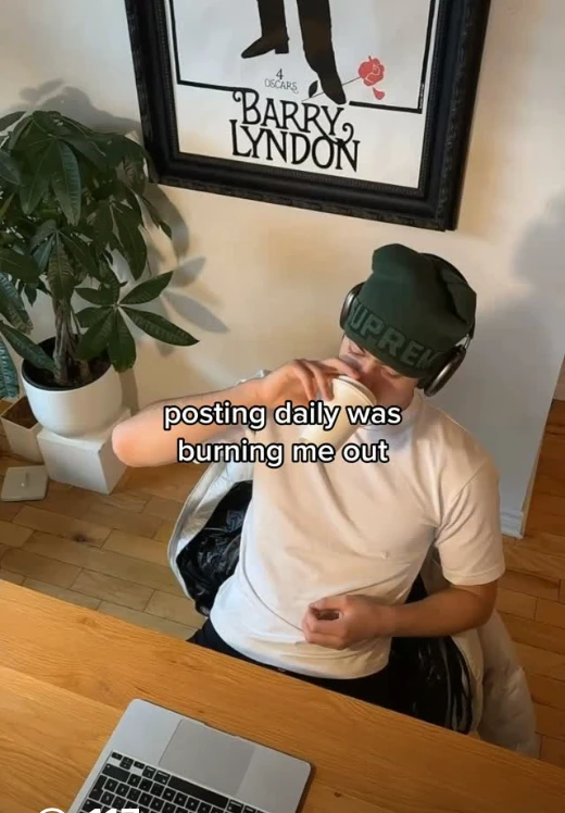 "Posting daily was burning me out" creator vlog post